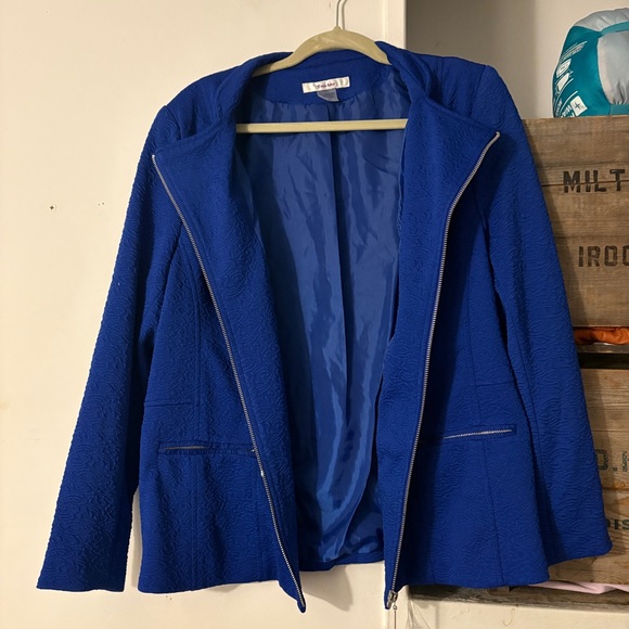 Cobalt Blue TanJay Women’s Zippered Jacket Size 16 - Picture 3 of 4
